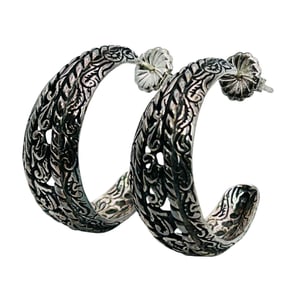 Carolyn Pollack Sterling Hoop Earrings Push Back 8.69 G