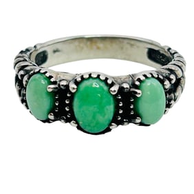 Carolyn Pollack Sterling Green Turquoise Ring Size 8, 4.3g