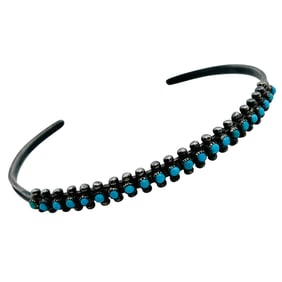 Zuni Sterling Turquoise Cuff Bracelet 6.2 G