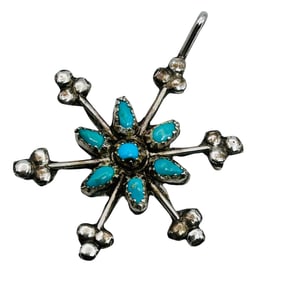 Native Sterling Turquoise Pendant 4.1 G