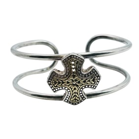 Rustic Cuff Sterling Cross Cuff Bracelet 29.08 G