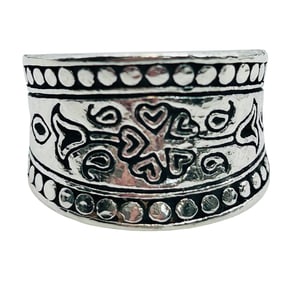 Brighton Sterling Carved Ring Size 5, 7.36 G