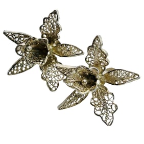 Portugal TOPAZIO Sterling Screw Back Flower Earrings 5.06 G