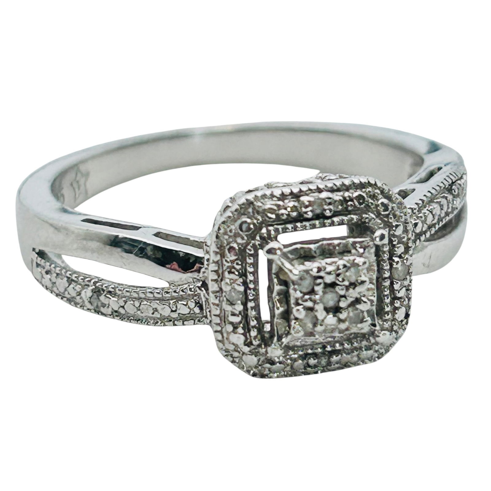 Diamond Sterling Ring Size 7, 2.86 G (1 of 6)