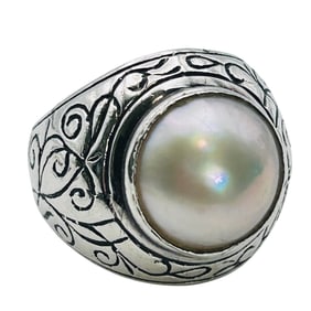 Pearl Sterling Statement Ring Size 8, 10 G