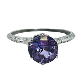 Amethyst Cathedral Set Sterling Ring, 1.84 G Size 5.5