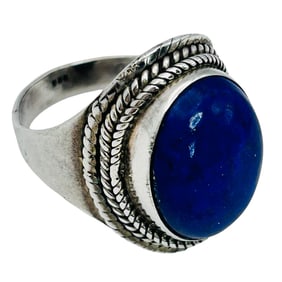 Lapis Lazuli Sterling Oval Green Size 7, 6.7 G