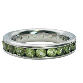 Emerald Channel Set Five Stone Band Size 7, 4.2 G