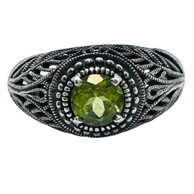Emerald Dome Sterling Ring Size 7, 5.09 G