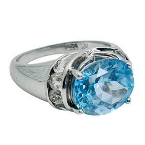Topaz And Spinel Signed K Sterling Ring Size 9, 7.9