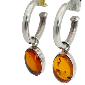 MWSN Amber Sterling Dangle Hoop Earrings 5.07 G