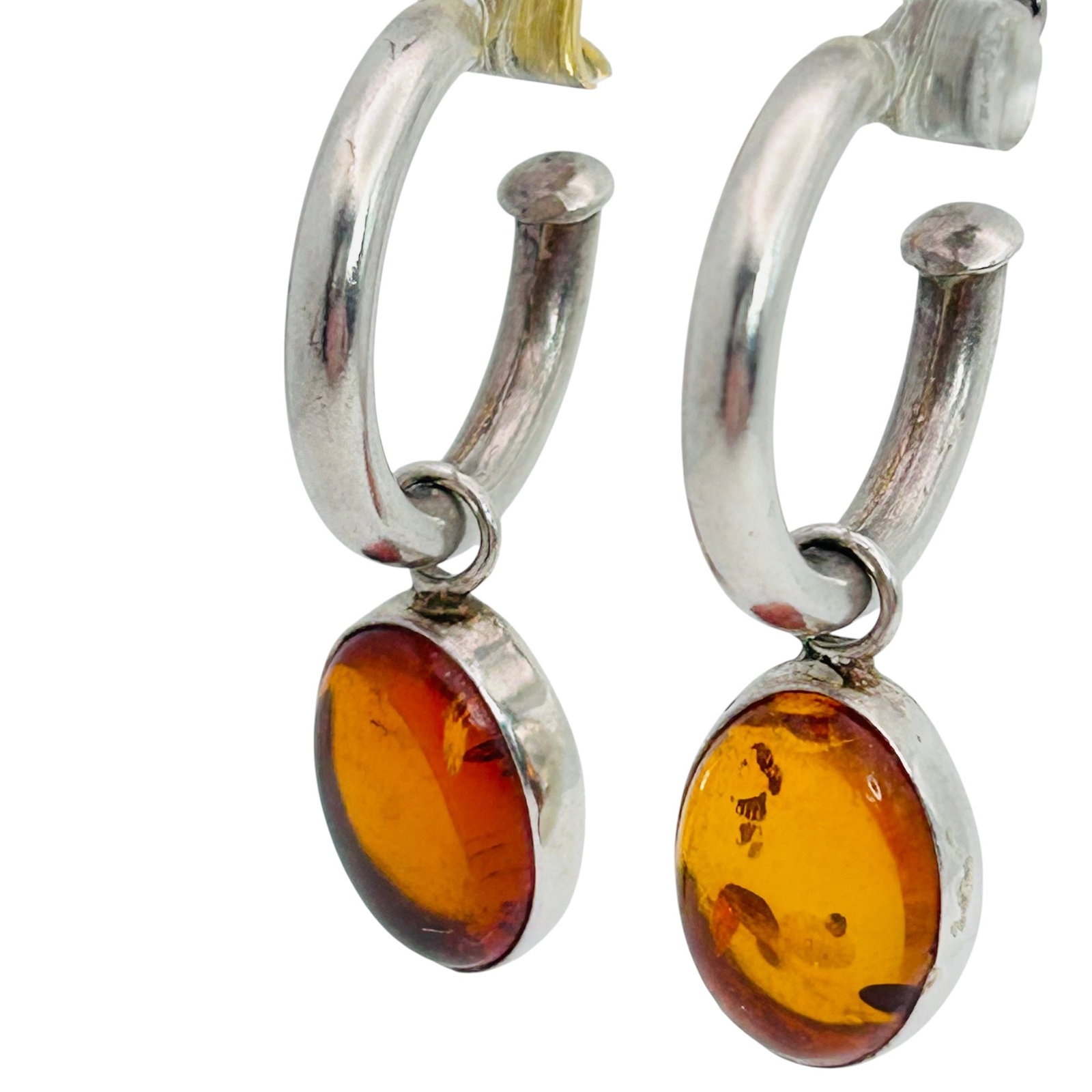 MWSN Amber Sterling Dangle Hoop Earrings 5.07 G (1 of 6)