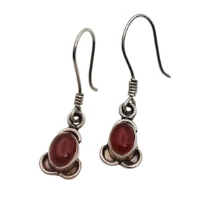 Amber Sterling Dangle Earrings 2.24 G