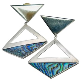 Abalone Sterling Geometric Earrings 10 G