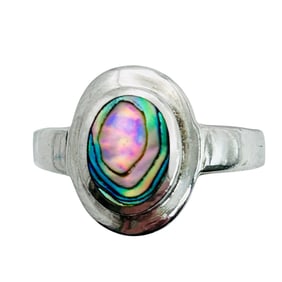 Abalone Sterling Round Ring Size 7, 3.06 G