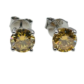 1 Carat Canary Yellow Moissanite Sterling Earrings 1.91 G