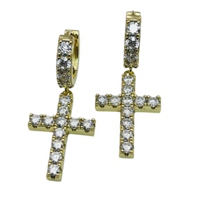 Moissanite Sterling Cross Dangle Earrings 5.83 G