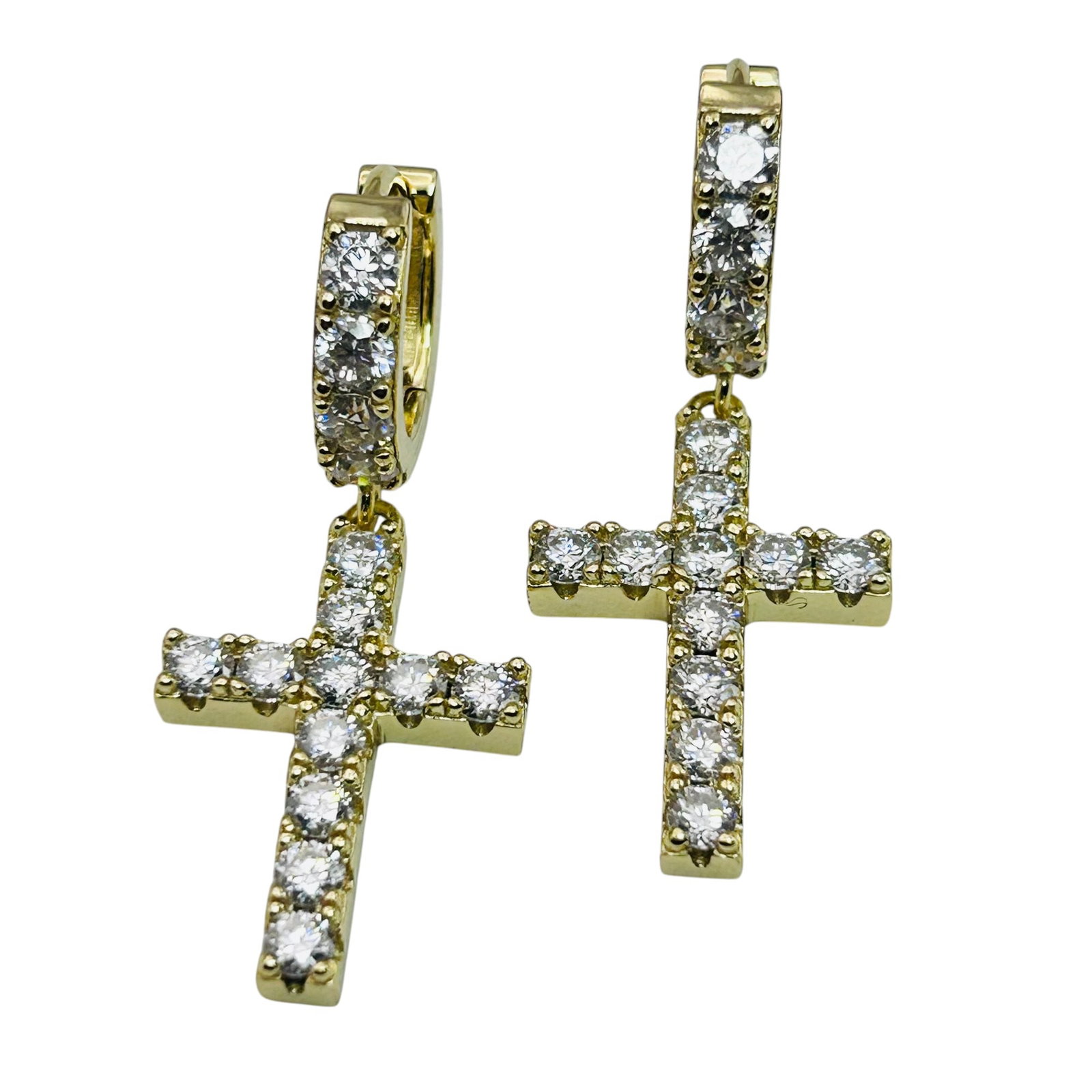 Moissanite Sterling Cross Dangle Earrings 5.83 G (1 of 6)