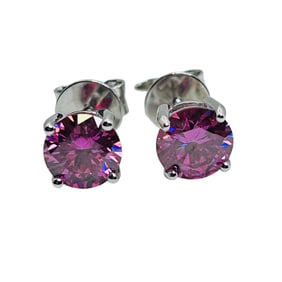 1CT Pink Sapphire Sterling Screw Stud Back Earring 1.89 G
