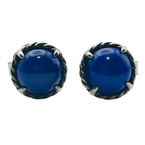 David Yurman Lapis Lazuli Sterling Stud Back Earrings 3.42 G