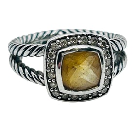 David Yurman, Citrine And Diamond Ring Size 6, 5.8 G