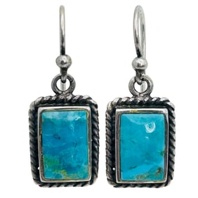 BARSE Sterling Turquoise Braid Detail Dangle Earrings 5.23 G