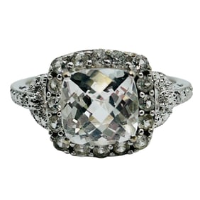 H Topaz Brilliant Sterling Statement Ring Size 7, 3.2 G