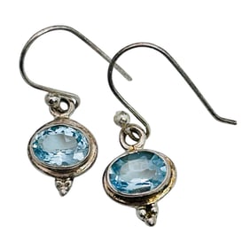 Topaz Sterling Dangle Earrings 3.37 G