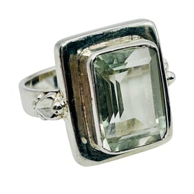 YS Prasiolite Sterling Statement Ring Size 7, 7.61 G