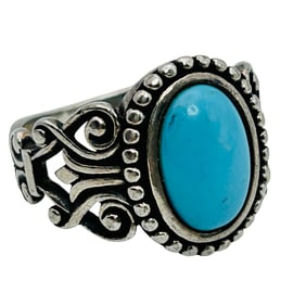 Avon Turquoise Ring Intricate Band Size 8, 5.87 G