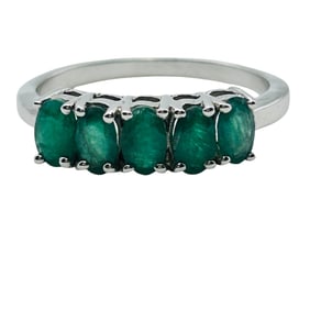 OR Five Stone Emerald Ring Size 7, 1.88 G