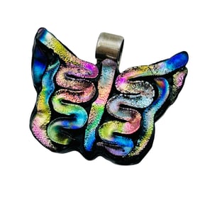 Sterling Dichroic Glass Butterfly Pendant 7.77 G
