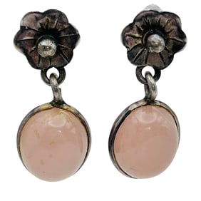 Pink Tourmaline Sterling Oval Dangle Earrings, 3.98 G