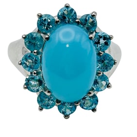 Sleeping Beauty Turquoise Sterling Statement, Ring Size 9, 9.48 G