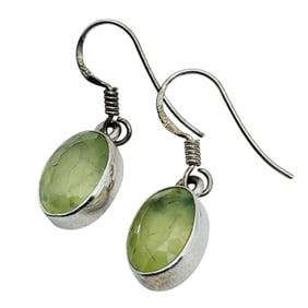 Green Garnet, Sterling Dangle Earrings 3.46 G