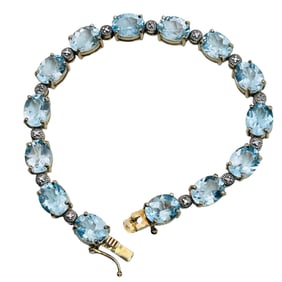 FAS Topaz And Diamond Sterling Tennis Bracelet 18.82 G