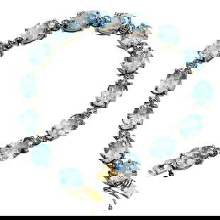FAS Topaz And Diamond Sterling Tennis Bracelet 18.82 G: FAS topaz and diamond Sterling tennis bracelet 18.82 g