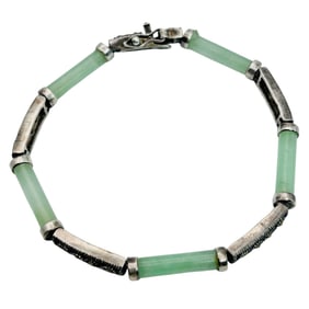 Aqua Marcasite Sterling Linked Bracelet 14.03 G