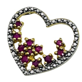 FAS Ruby Sterling Heart Pendant 3.35 G