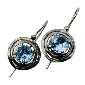 Israel, Sterling Blue Stone Swirl Hook Back Earrings 4.3 G
