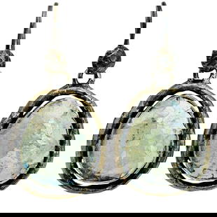 PZ Israel, Roman Glass Hook Back Earrings 11.24 G: PZ Israel Roman glass hook back earrings 11.24 g