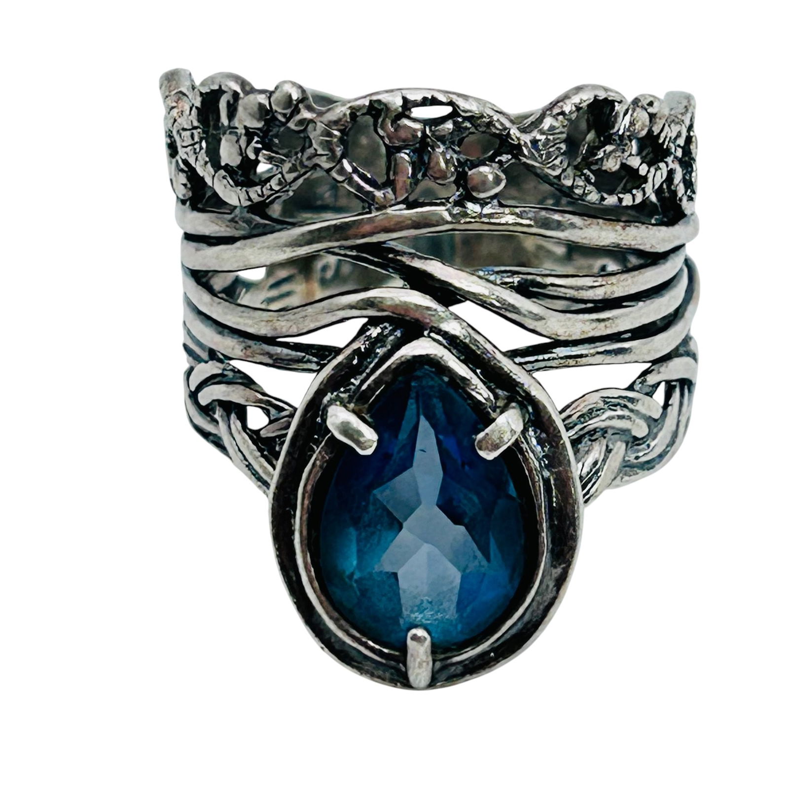 Topaz PZ Israel, Sterling Wrap Ring Size 7, 5.77 G (1 of 5)