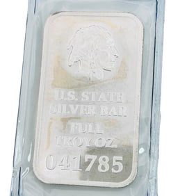.999 Fine Silver One Full Troy Ounce Connecticut State Bar 31.1g Two In Auction