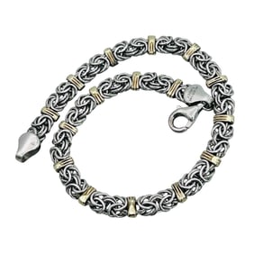 Atasay Kuyumculuk AK Turkey 14 K Gold Sterling Byzantine Bracelet 6.83 G