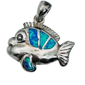 Opal Sterling Fish Pendant 4.59 G