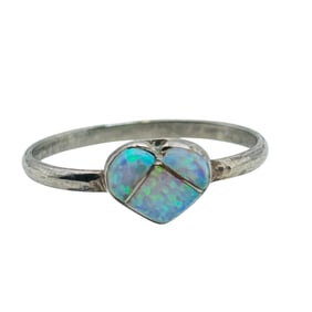 Opal Sterling Heart Ring Size 6, .8 G