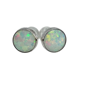 Opal Sterling Stud Earrings .65 G