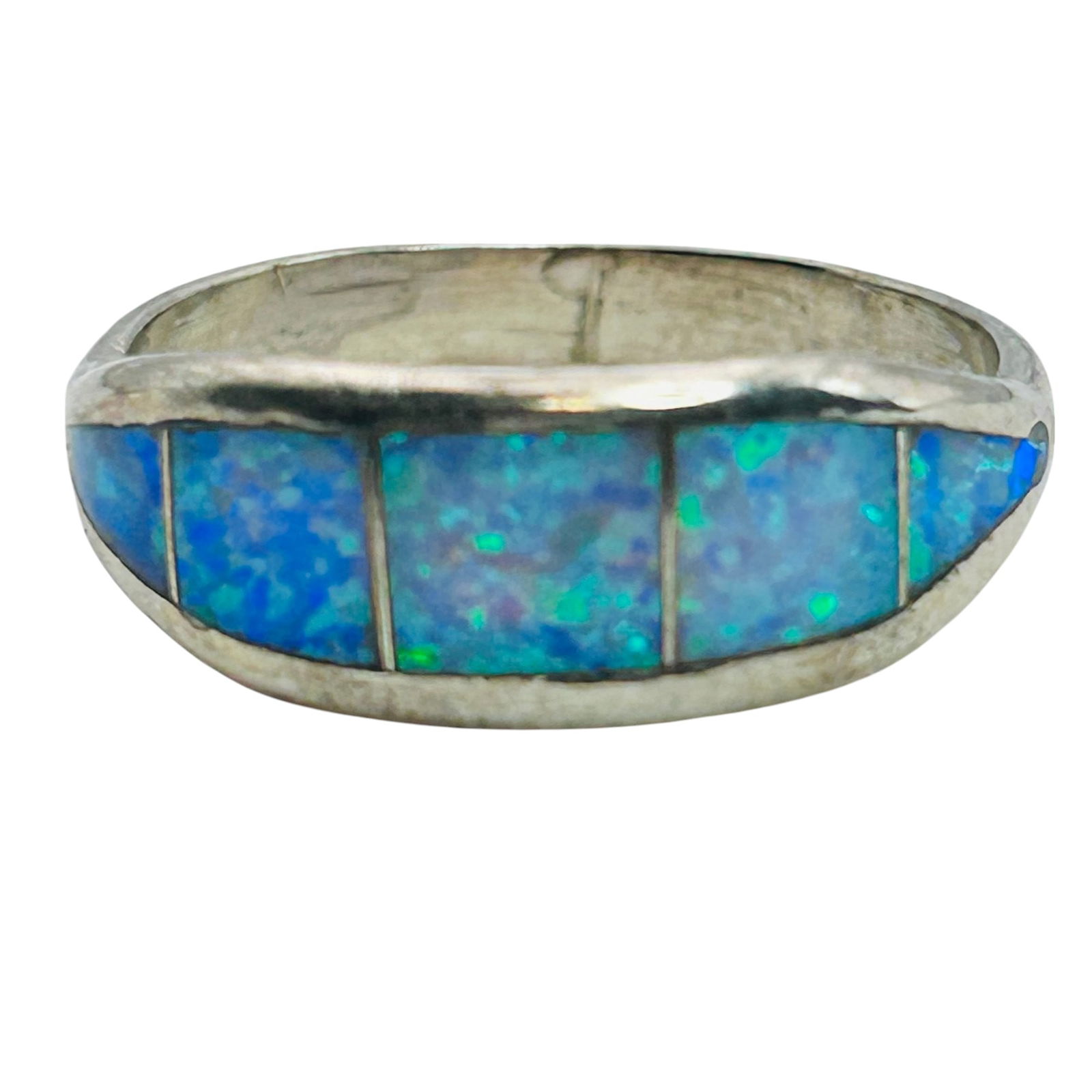 Navajo Nel J. Opal Sterling Ring Size 7, 2.09 G (1 of 5)