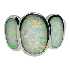 FAS Opal Sterling Ring, Size 7, 3.78 G