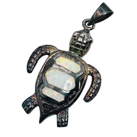 Opal Sterling Turtle Pendant 3.59 G
